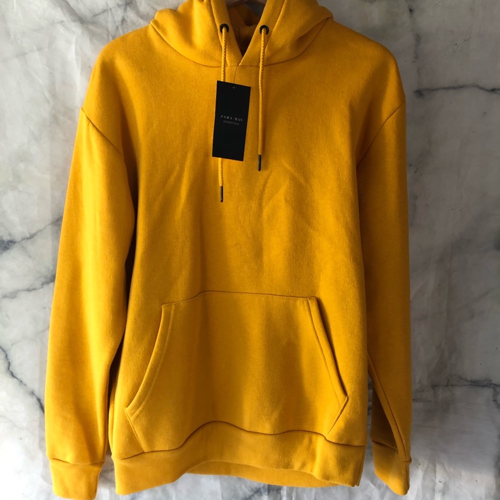 Zara hoodie yellow, Zara oversized hoodie size S